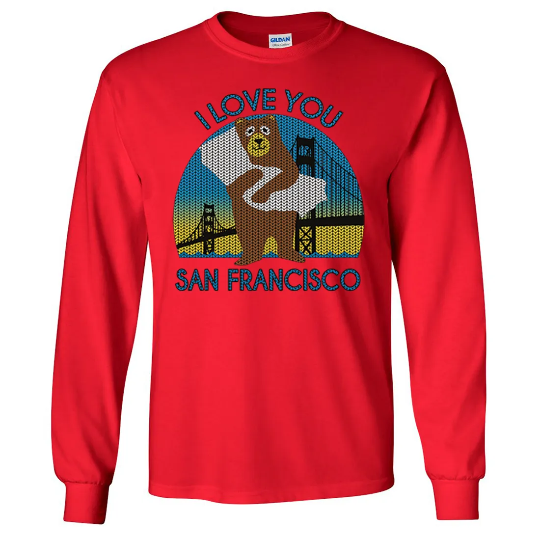 I Love You SF Knit Style Bear Long Sleeve Shirt