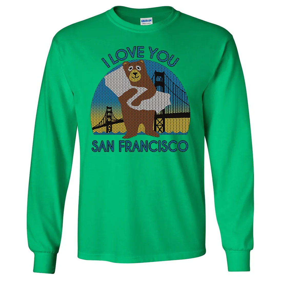 I Love You SF Knit Style Bear Long Sleeve Shirt