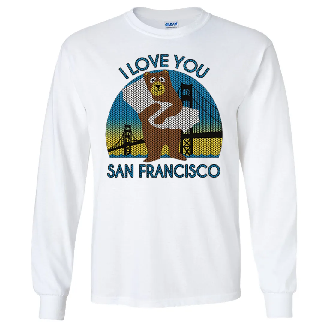 I Love You SF Knit Style Bear Long Sleeve Shirt