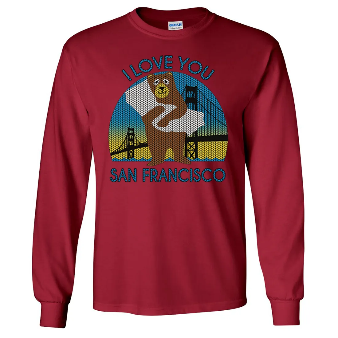 I Love You SF Knit Style Bear Long Sleeve Shirt