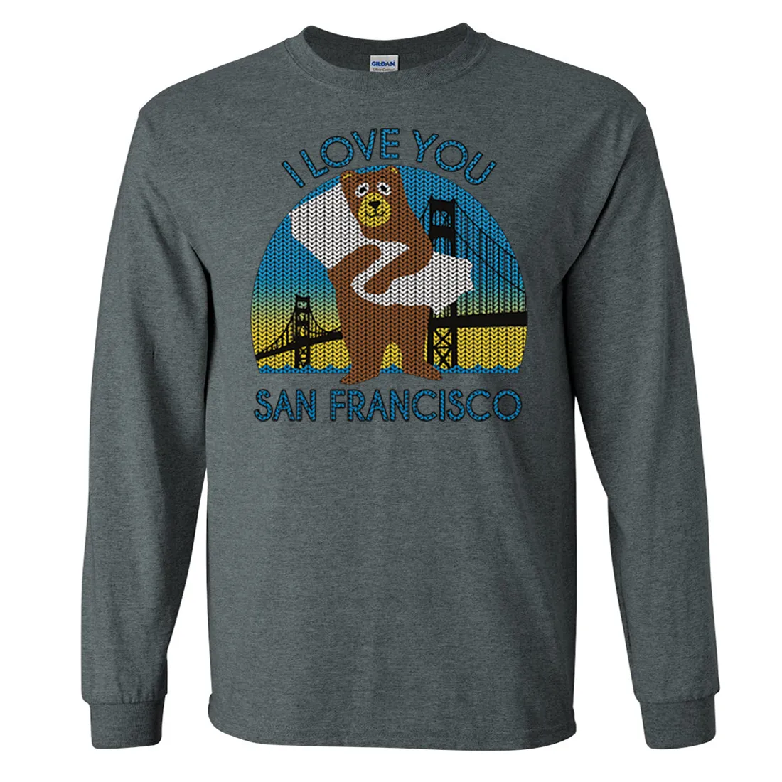 I Love You SF Knit Style Bear Long Sleeve Shirt