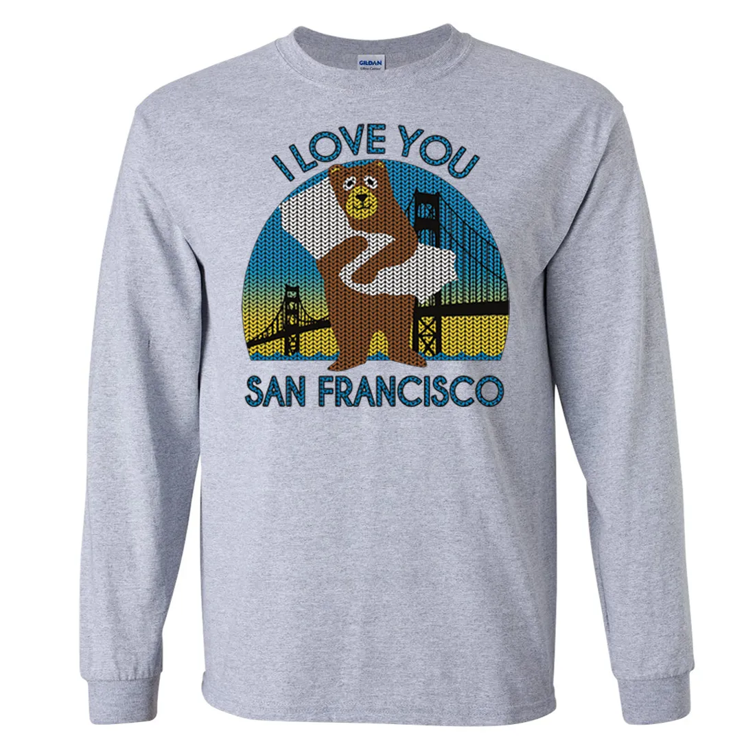 I Love You SF Knit Style Bear Long Sleeve Shirt