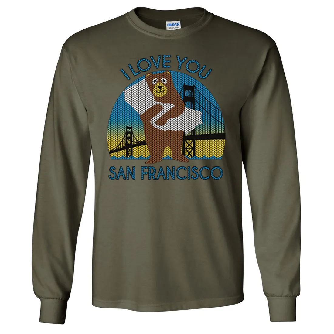I Love You SF Knit Style Bear Long Sleeve Shirt