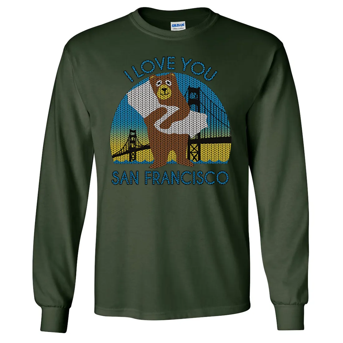 I Love You SF Knit Style Bear Long Sleeve Shirt
