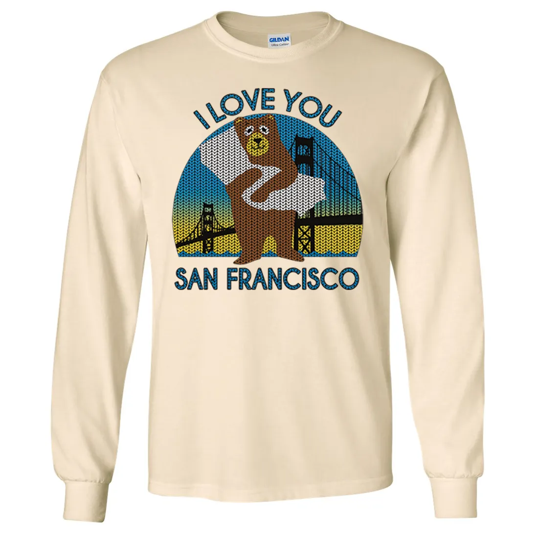 I Love You SF Knit Style Bear Long Sleeve Shirt