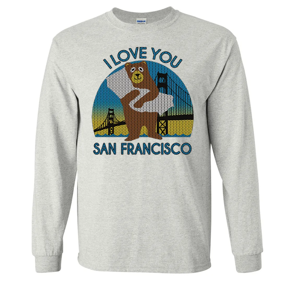 I Love You SF Knit Style Bear Long Sleeve Shirt