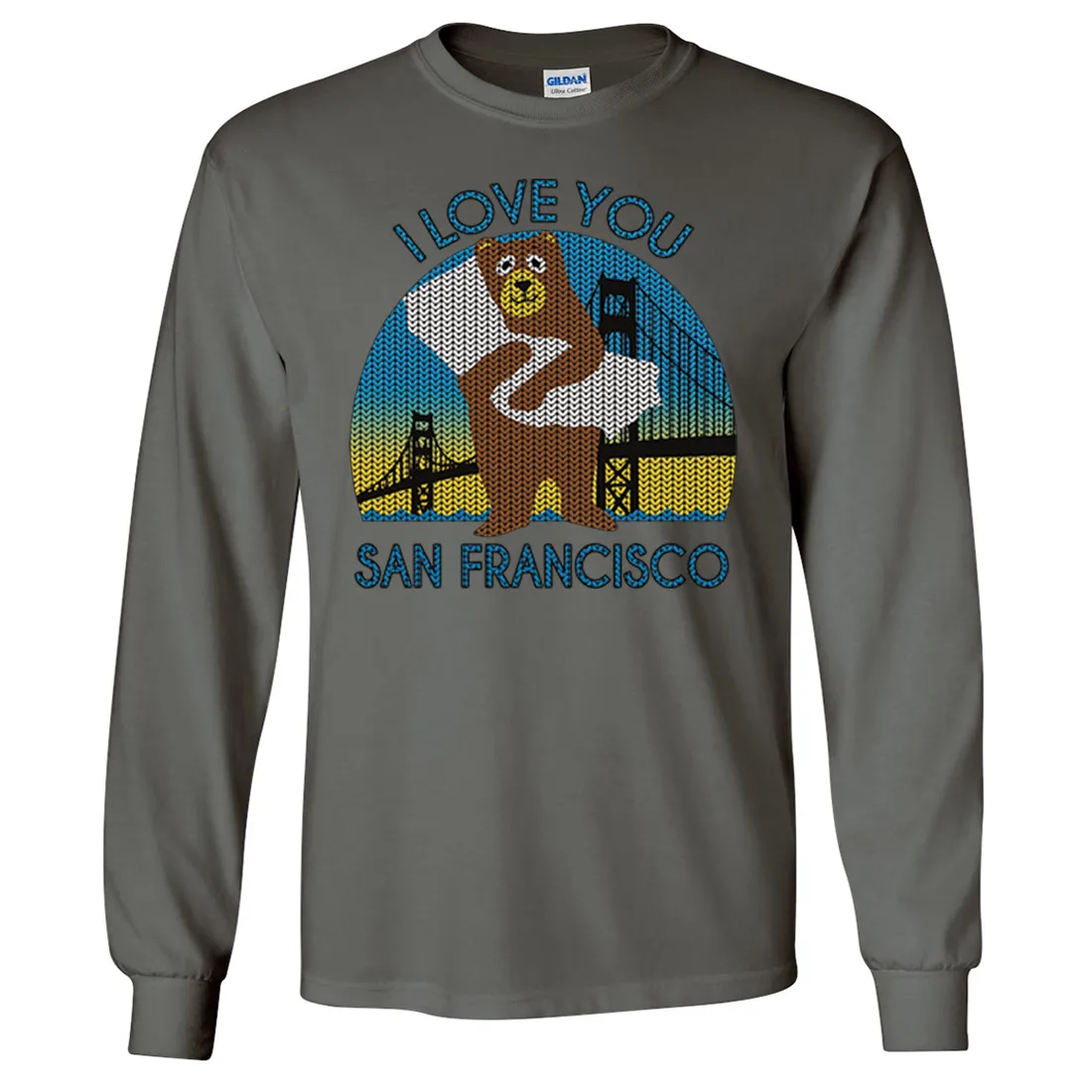 I Love You SF Knit Style Bear Long Sleeve Shirt