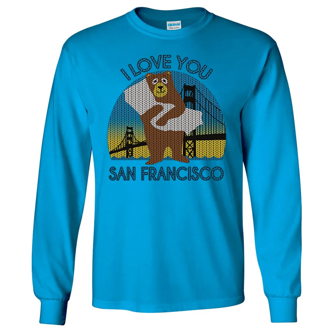 I Love You SF Knit Style Bear Long Sleeve Shirt