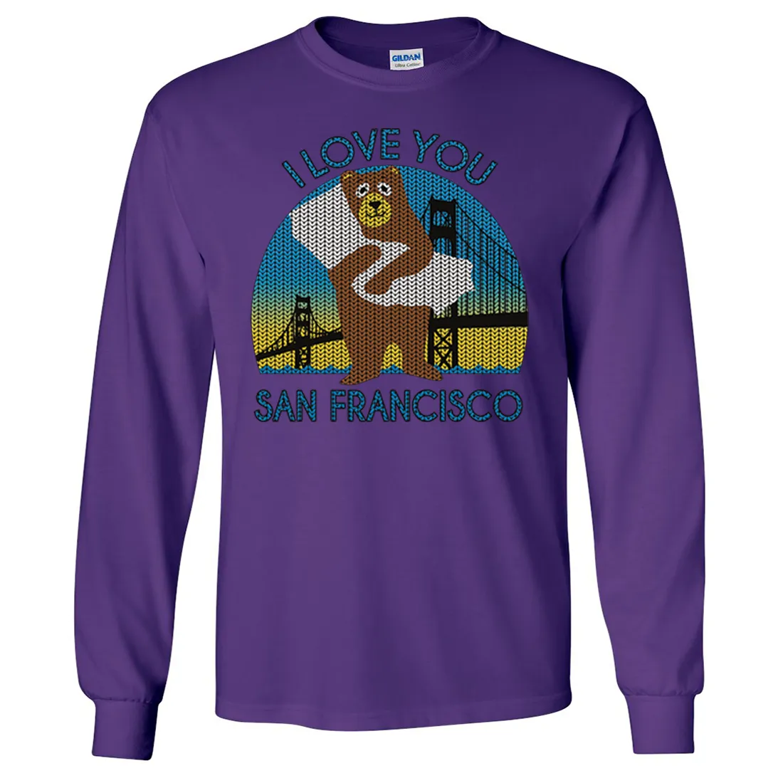 I Love You SF Knit Style Bear Long Sleeve Shirt