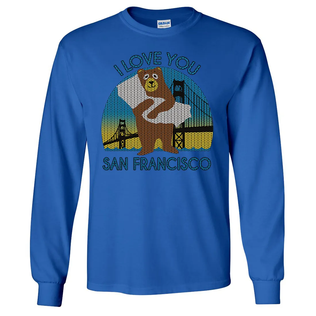 I Love You SF Knit Style Bear Long Sleeve Shirt