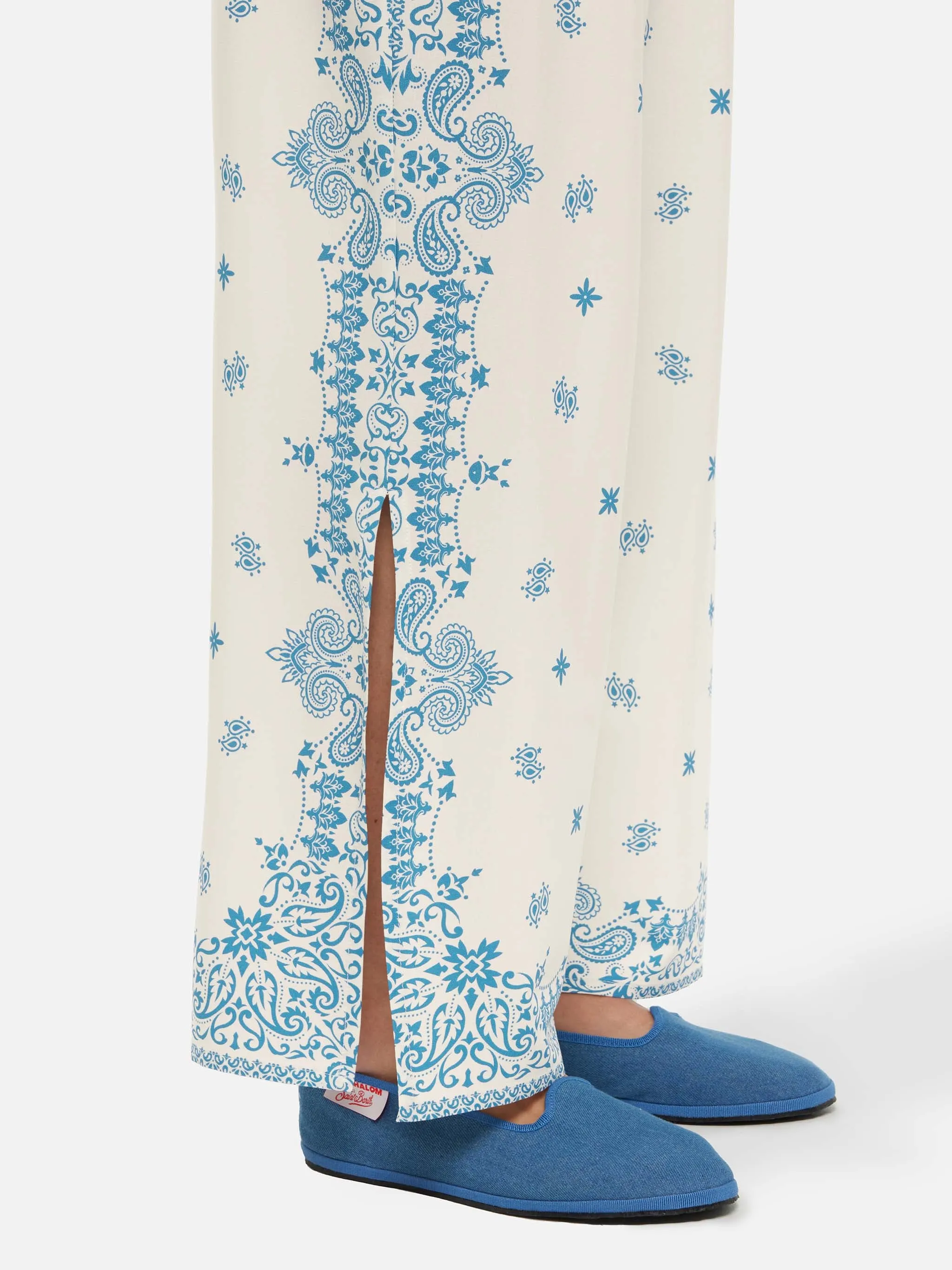 Ikaria wide-leg pants with bandanna placed print