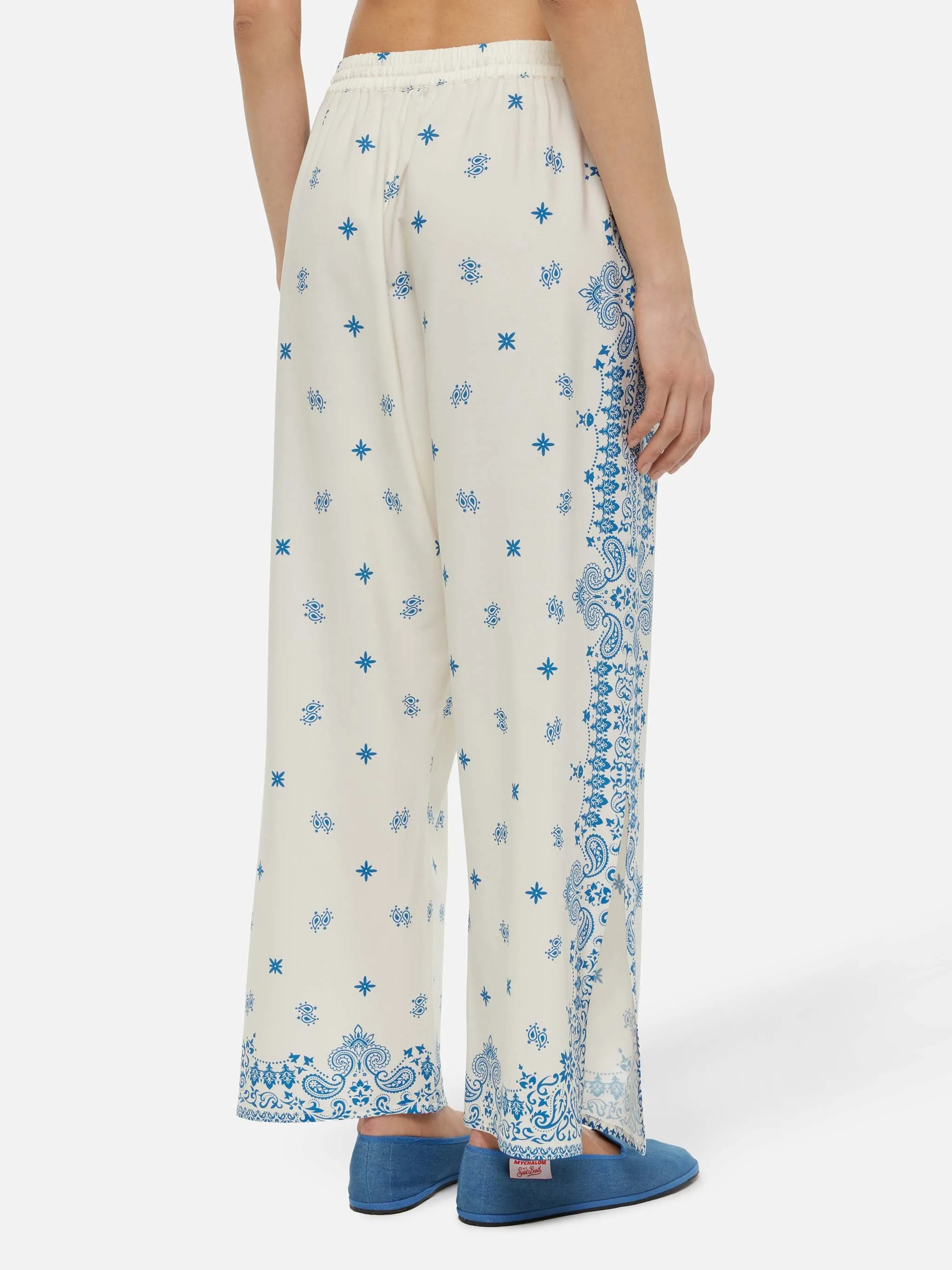 Ikaria wide-leg pants with bandanna placed print
