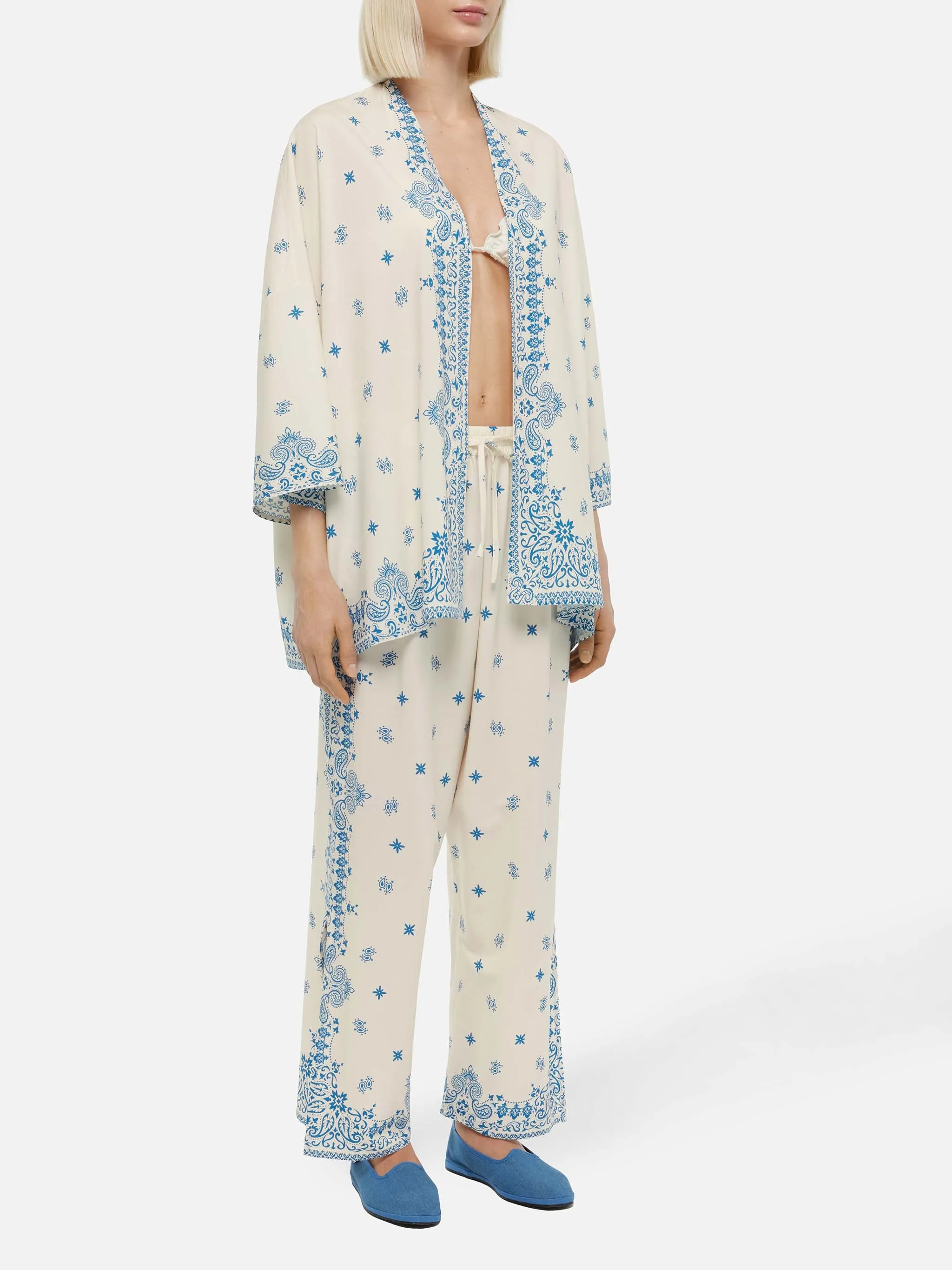 Ikaria wide-leg pants with bandanna placed print