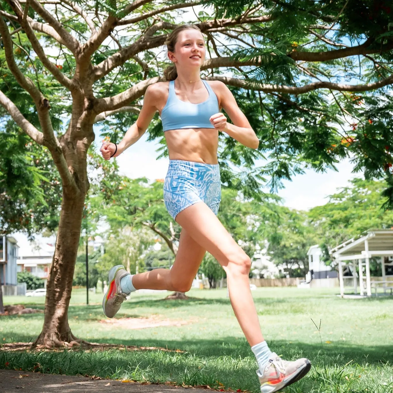 IMPI High Waisted Running Short - Baby Blue Minx