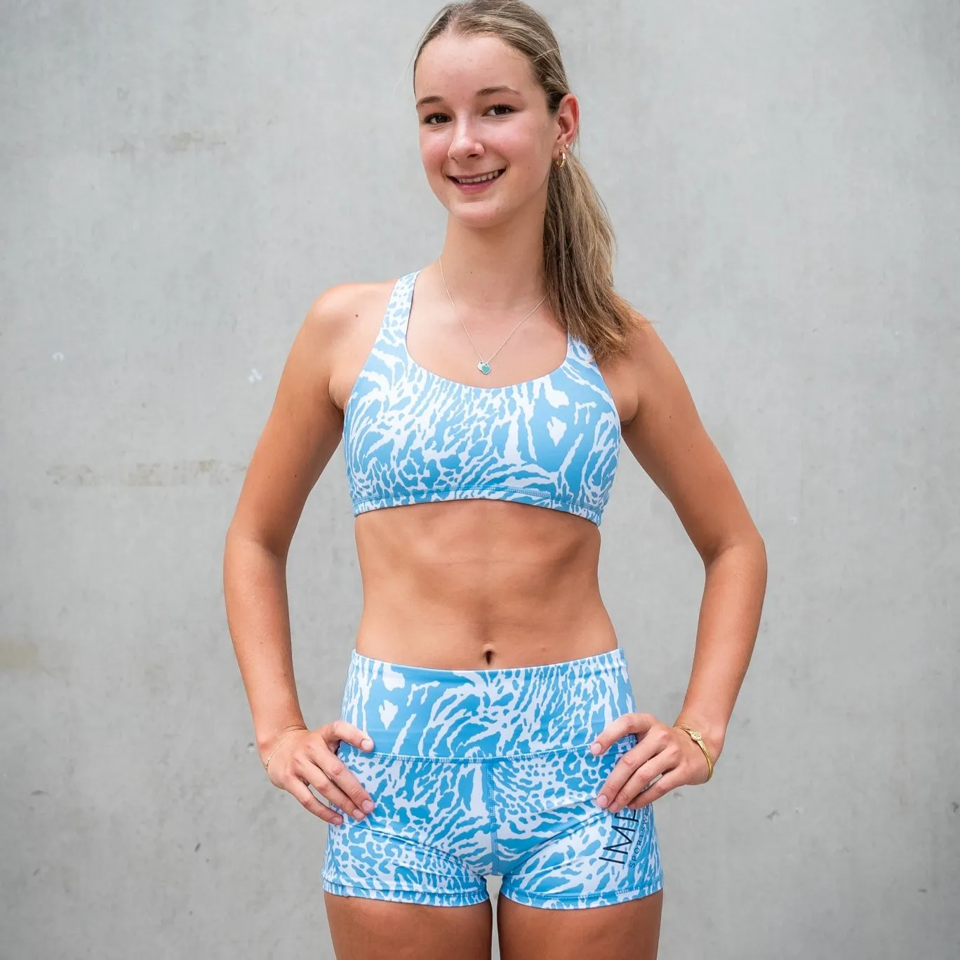IMPI High Waisted Running Short - Baby Blue Minx