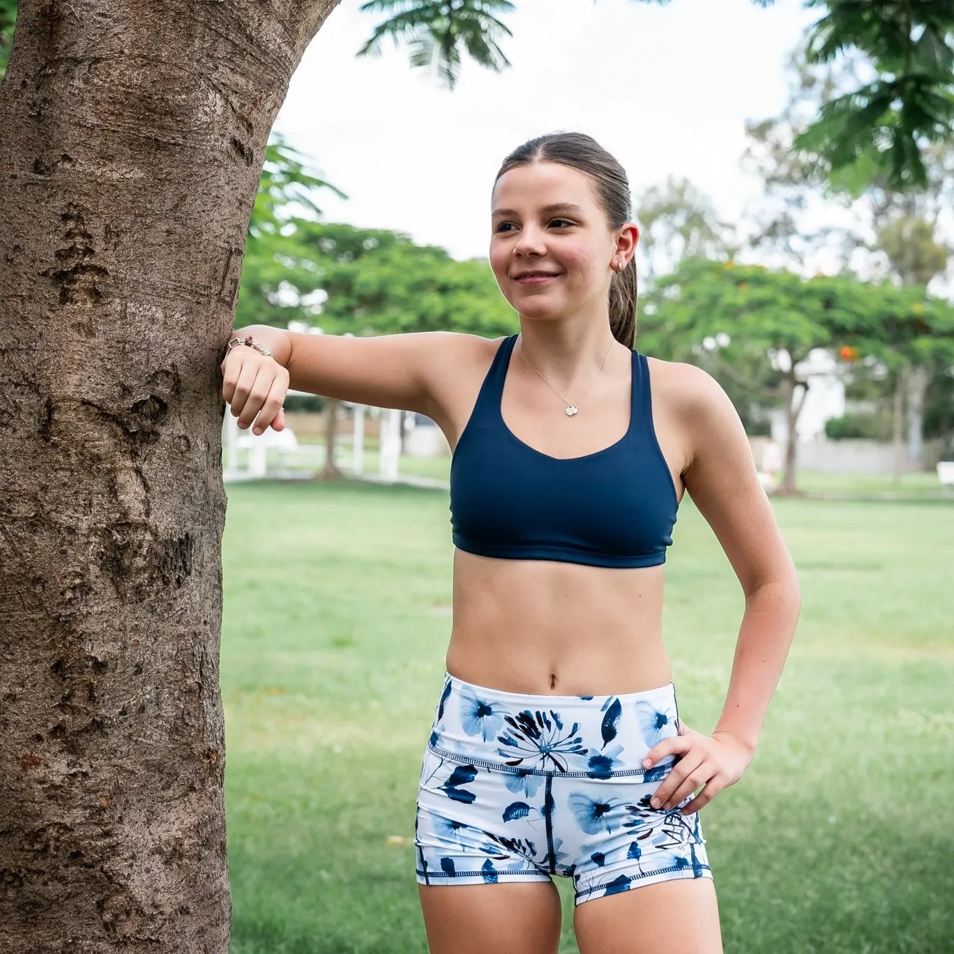 IMPI Strappy Girls Crop Top - Navy