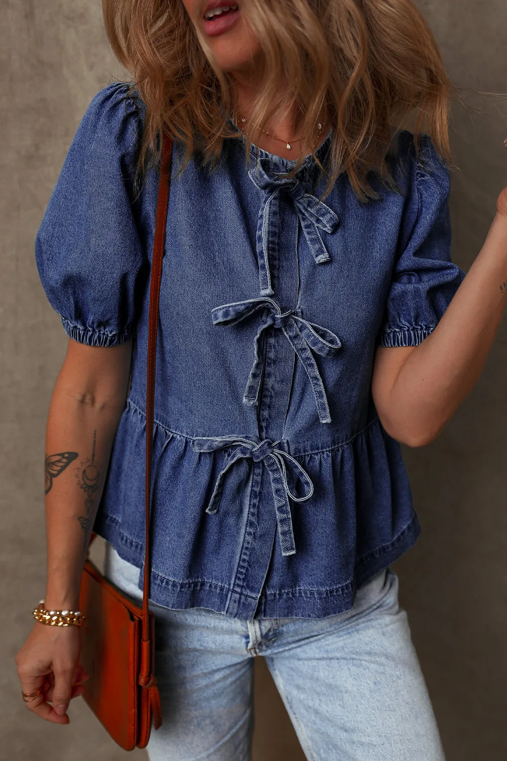 Indigo Flare Denim Top