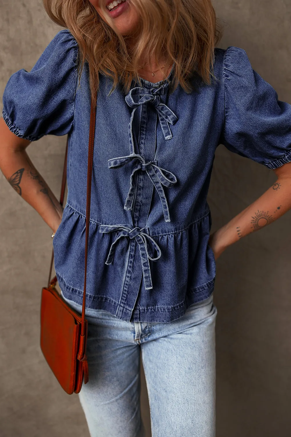 Indigo Flare Denim Top