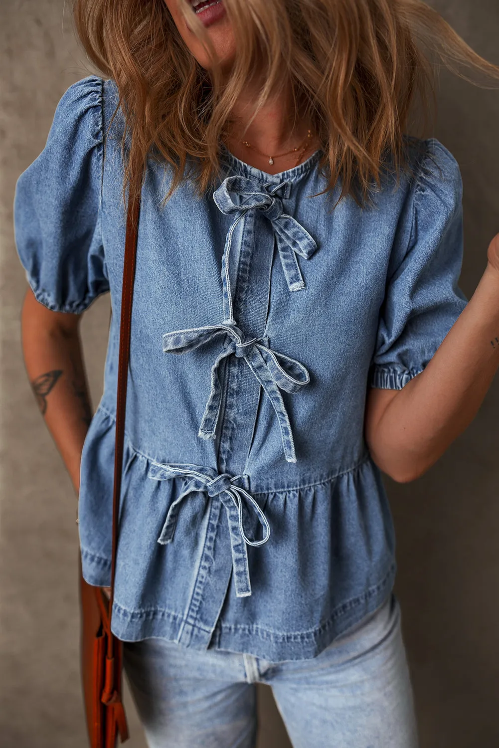 Indigo Flare Denim Top
