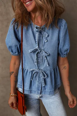 Indigo Flare Denim Top