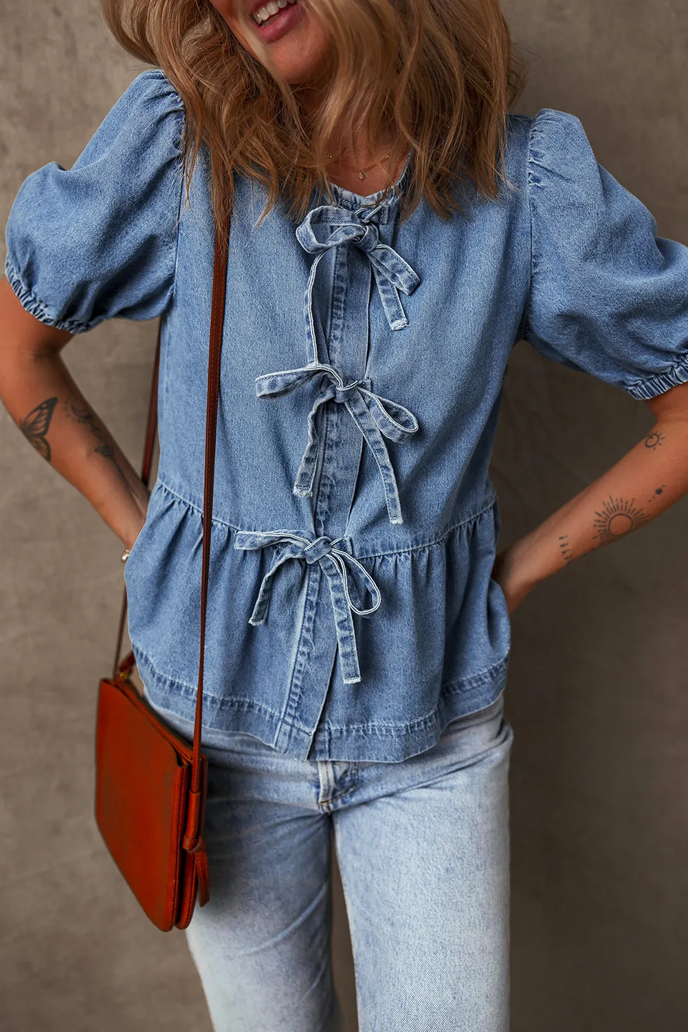 Indigo Flare Denim Top