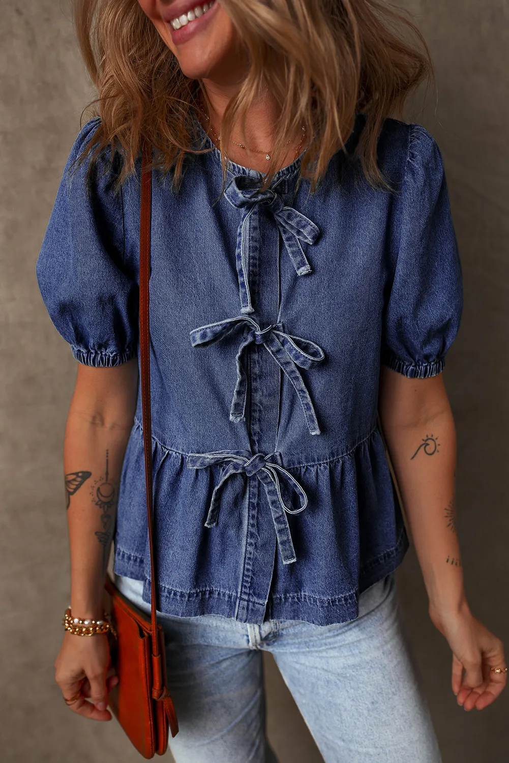 Indigo Flare Denim Top