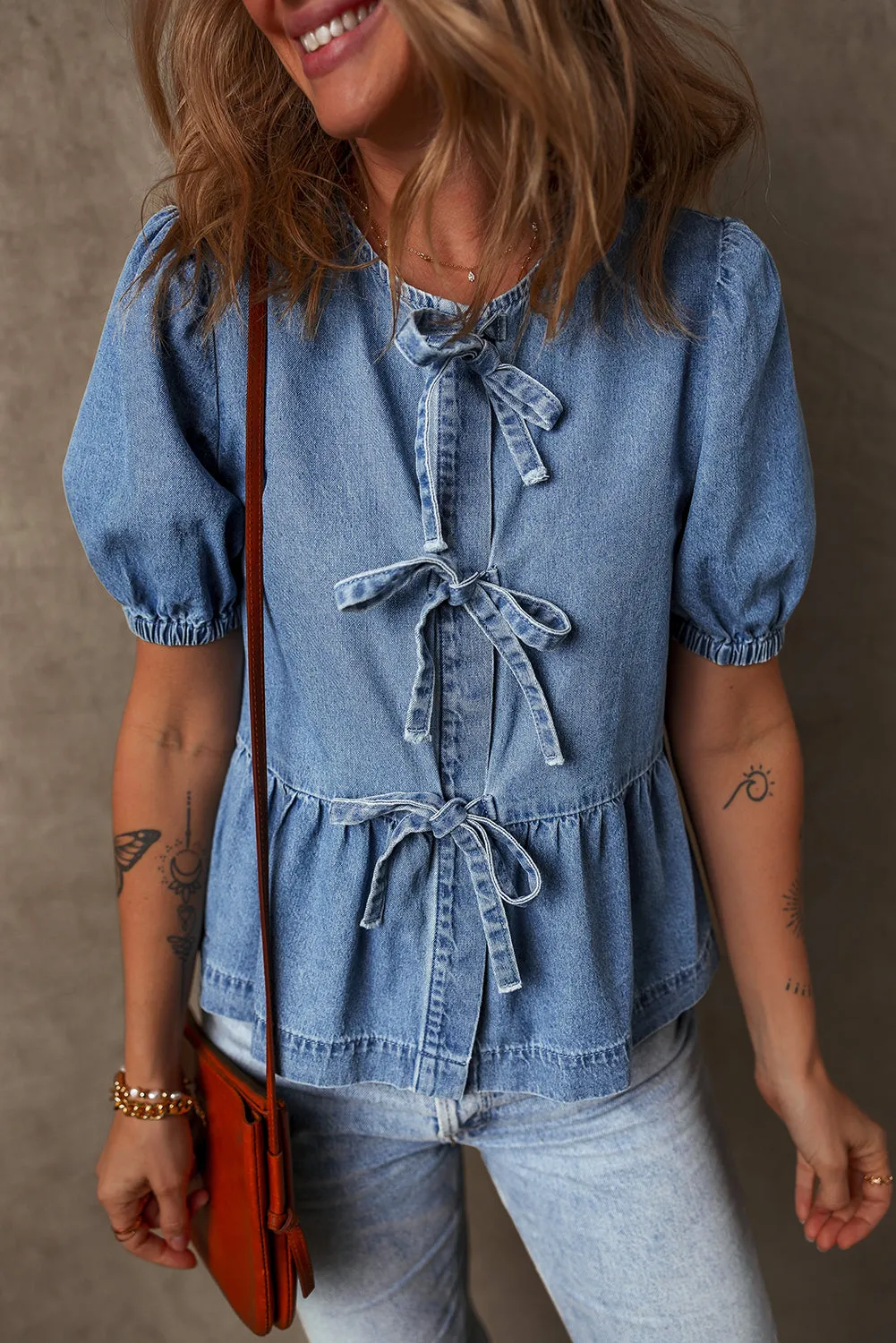 Indigo Flare Denim Top