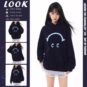 INSTOCK-Navy blue pullover hooded sweatshirt