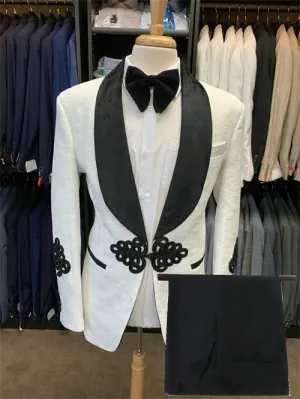 Jacquard Black Velvet Men’s Suit for Wedding & Busines