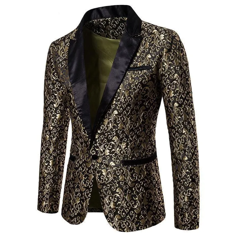 Jacquard Bronzing Floral Party Blazer