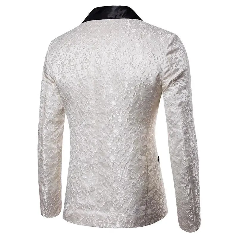 Jacquard Bronzing Floral Party Blazer