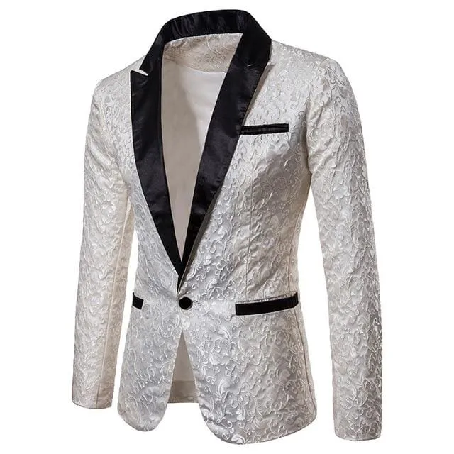 Jacquard Bronzing Floral Party Blazer