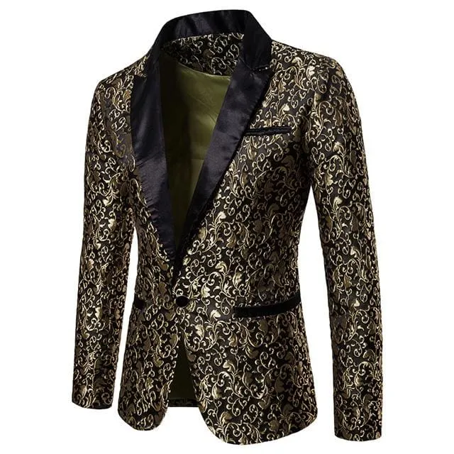 Jacquard Bronzing Floral Party Blazer