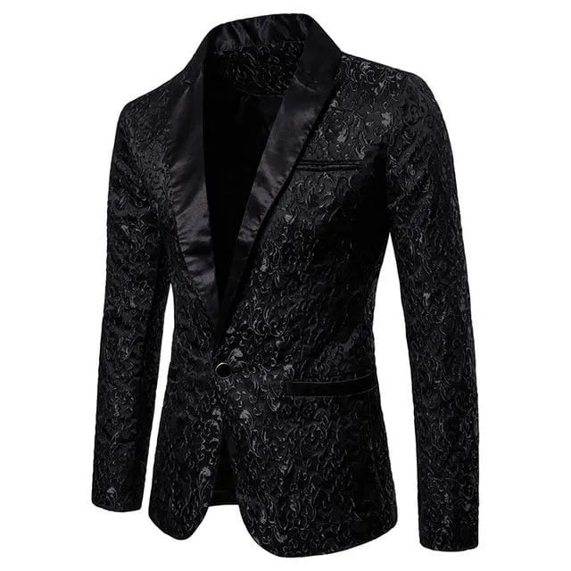 Jacquard Bronzing Floral Party Blazer