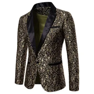 Jacquard Bronzing Floral Party Blazer