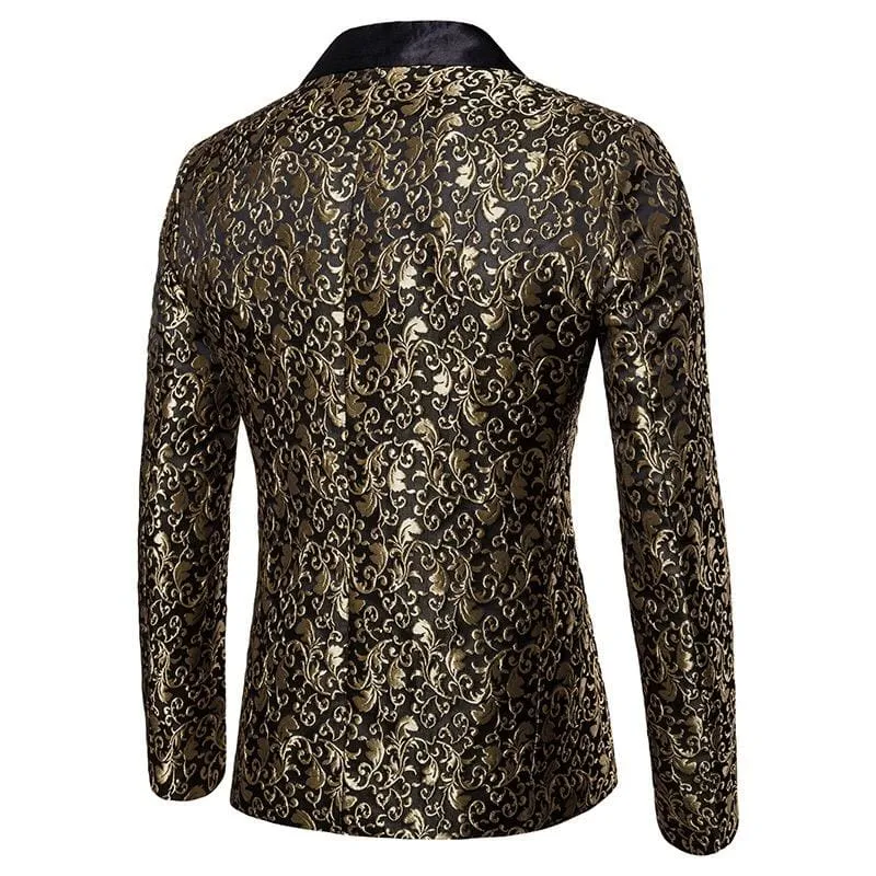 Jacquard Bronzing Floral Party Blazer