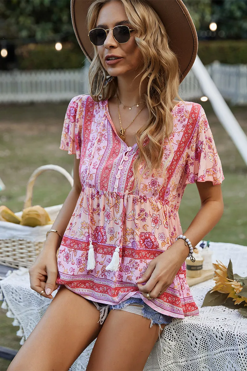 Jen Boho Top - Pink