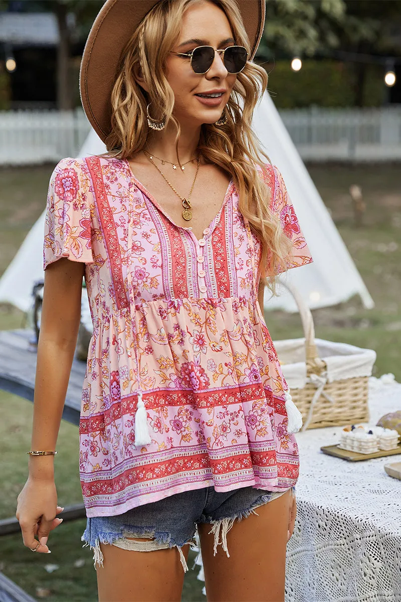 Jen Boho Top - Pink