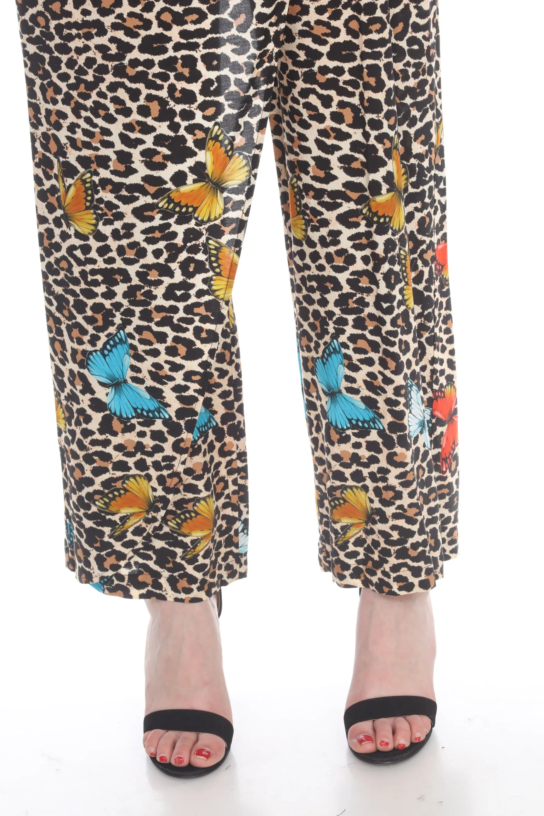 Johnny Was Black/Multi Animal Print Wrap Front Pull On Pants Boho Chic CSW8021AH