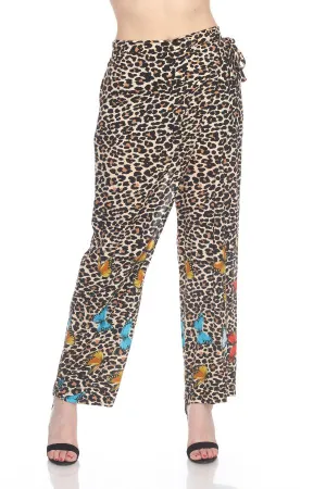 Johnny Was Black/Multi Animal Print Wrap Front Pull On Pants Boho Chic CSW8021AH