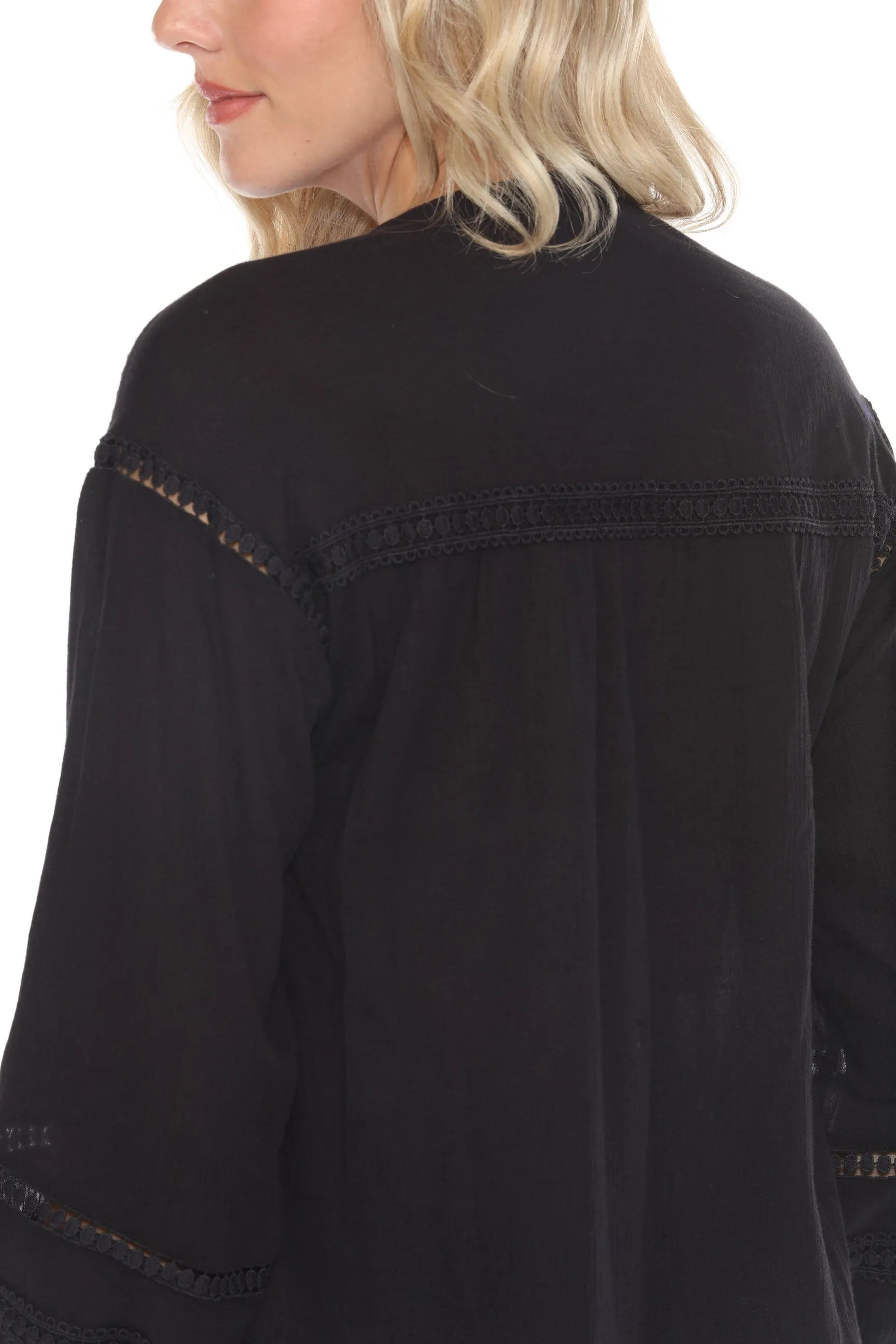 Johnny Was Calme Lace Trim Button-Down Blouse O21056