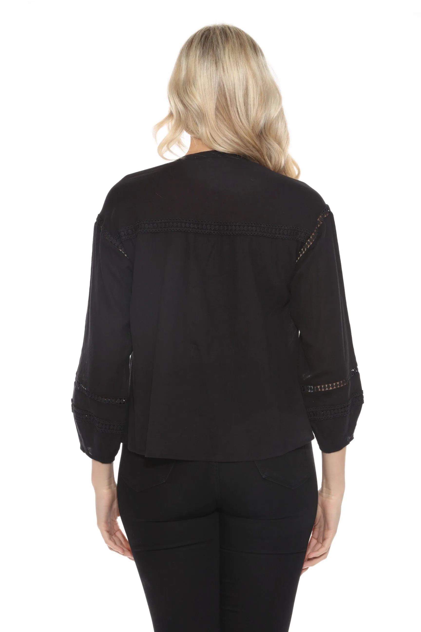 Johnny Was Calme Lace Trim Button-Down Blouse O21056