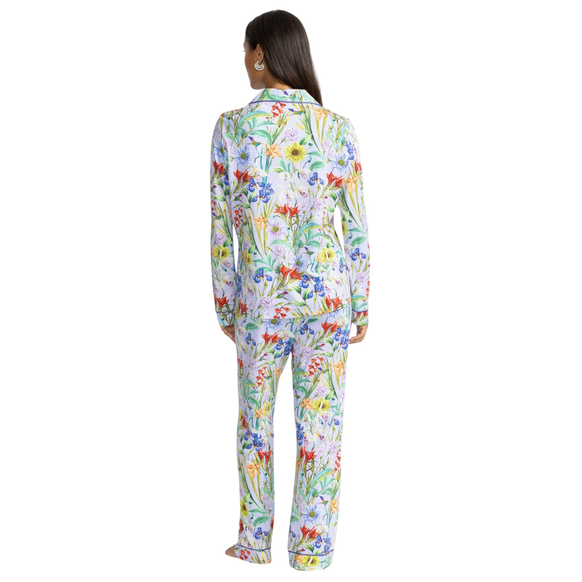 Johnny Was Carly Daphne Pj Set Long Floral Home Lounge Sleepwear Purple 2 pc NEW