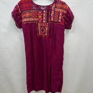 Johnny Was Dress Women’s  Small Pink Embroidered Fiesta Tunic Shift Short Sleeve