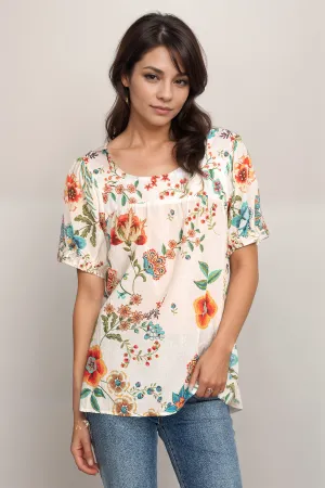 Johnny Was Ekru Ardell Puff Sleeve Top R19222 Boho Chic