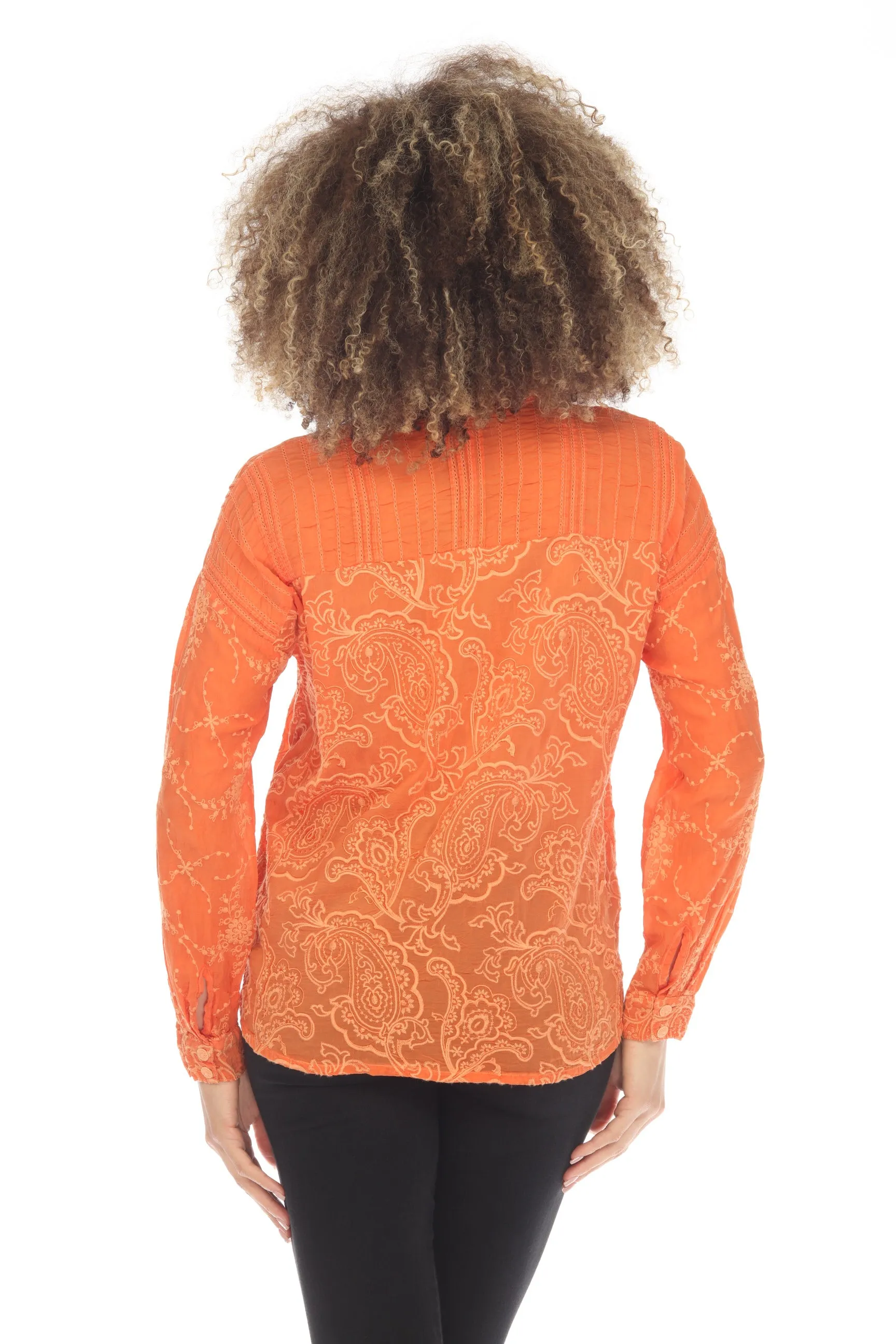 Johnny Was Goddess Button-Down Embroidered Shirt Boho Chic C16323 *