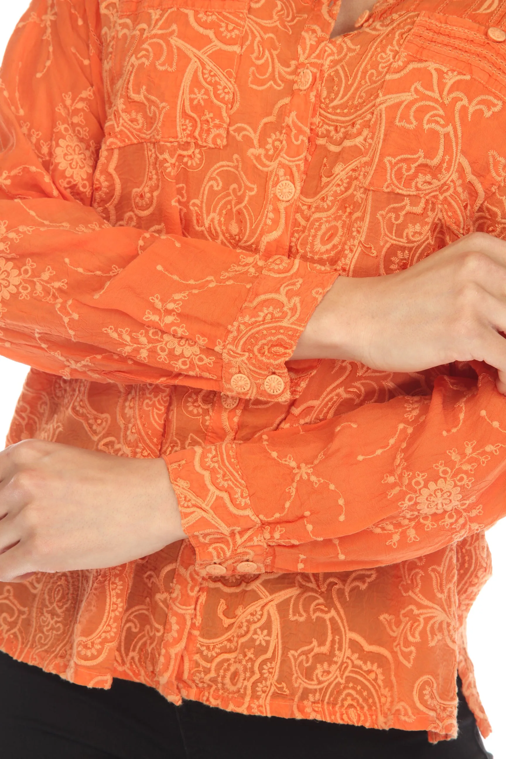 Johnny Was Goddess Button-Down Embroidered Shirt Boho Chic C16323 *