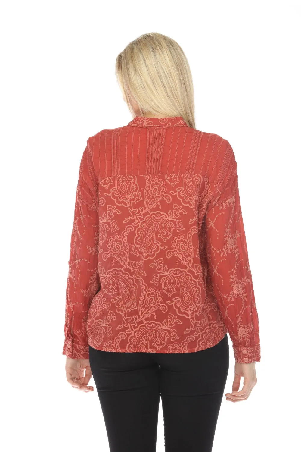 Johnny Was Goddess Button-Down Embroidered Shirt Boho Chic C16323 *