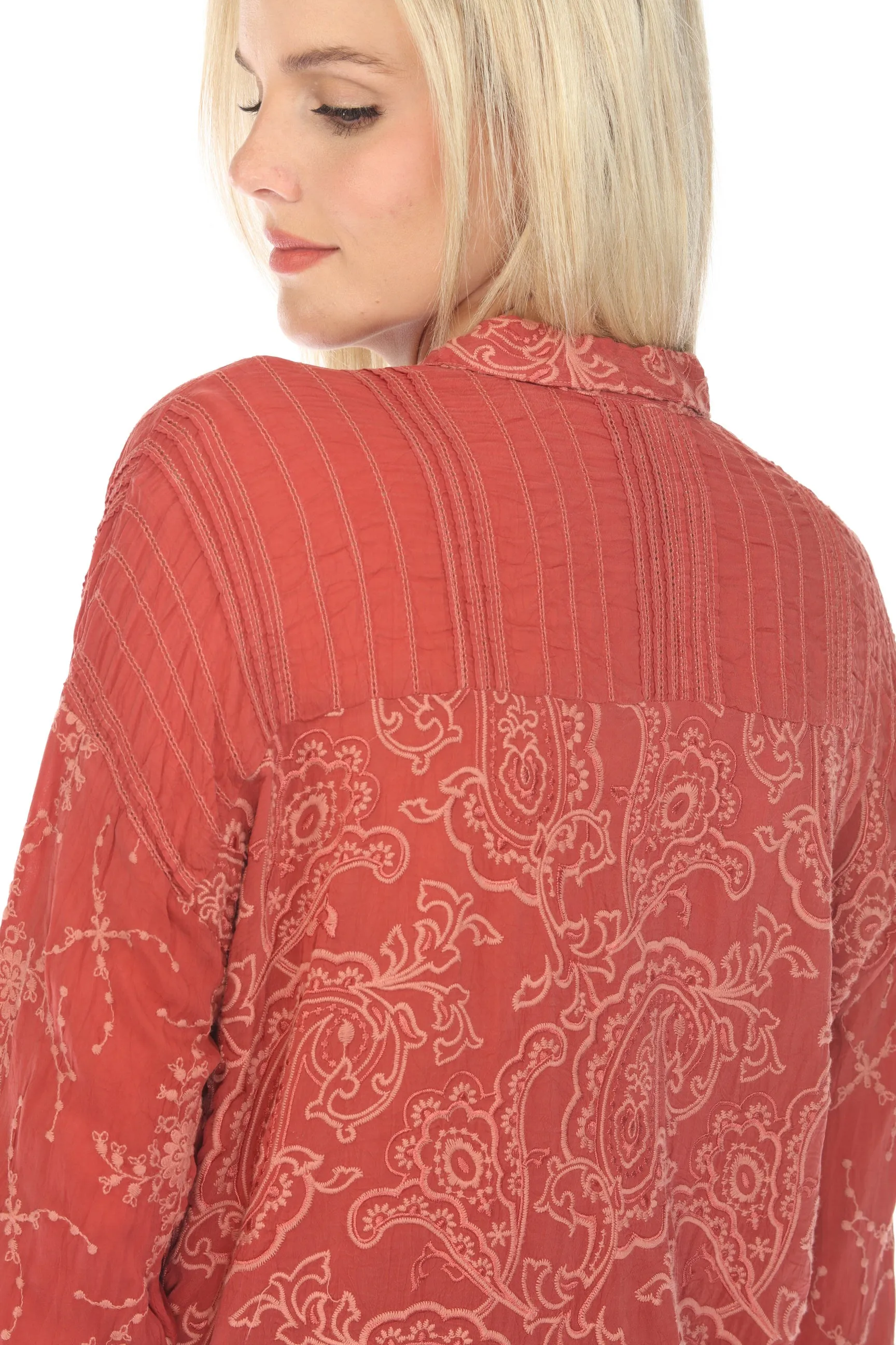 Johnny Was Goddess Button-Down Embroidered Shirt Boho Chic C16323 *