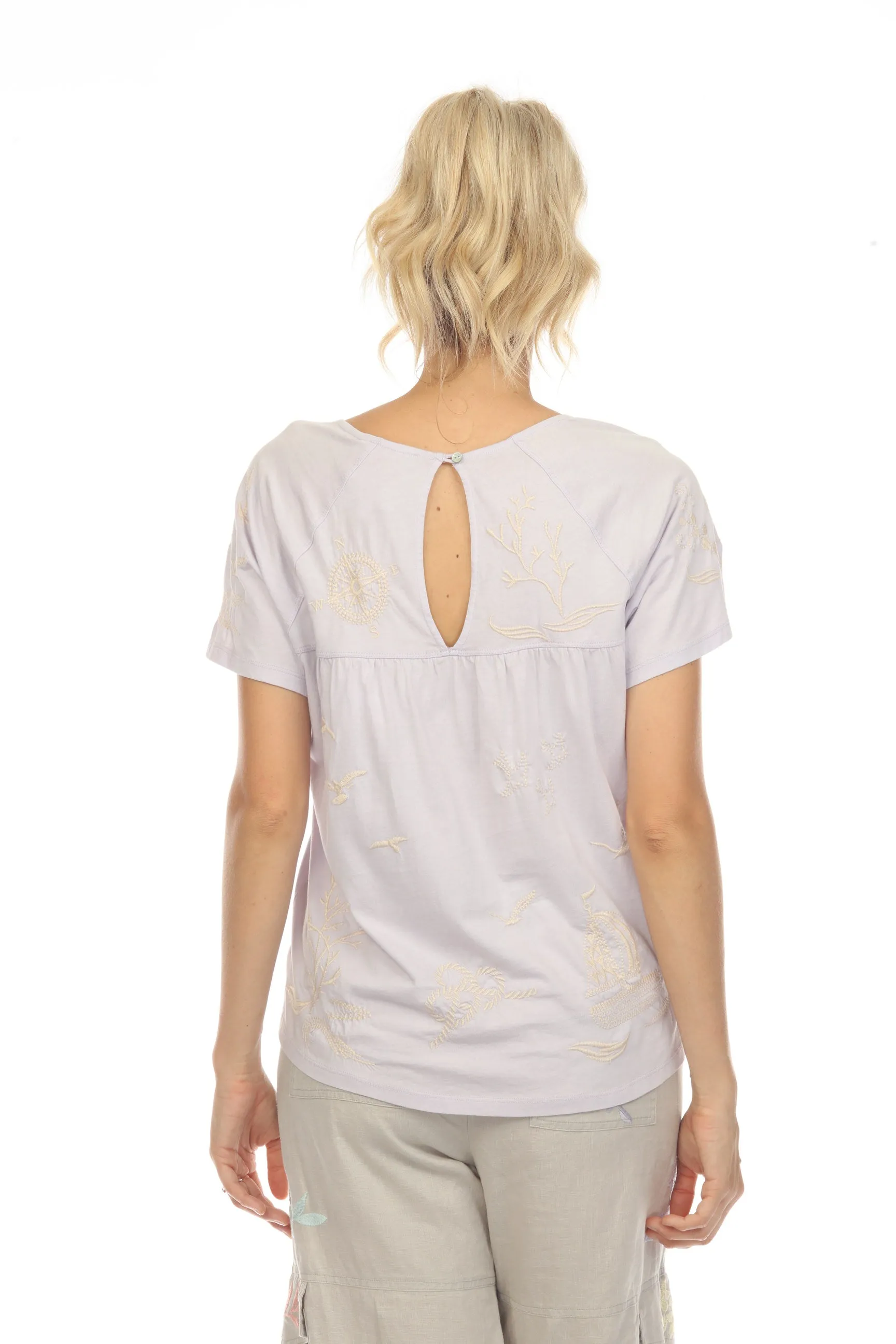 Johnny Was JWLA Selah Raglan Keyhole Tee Boho Chic J18123-4